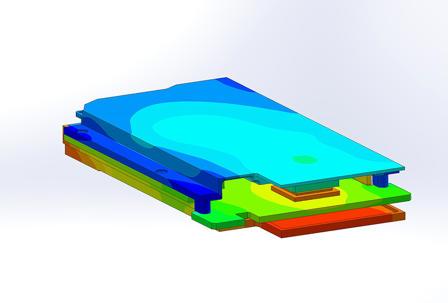 [Figure 1 ǀ A thermal-analysis image demonstrates how heat builds up at the processor location; it also shows the importance of ensuring the PCB has the right thermal-management tools to protect the processor from overheating.]